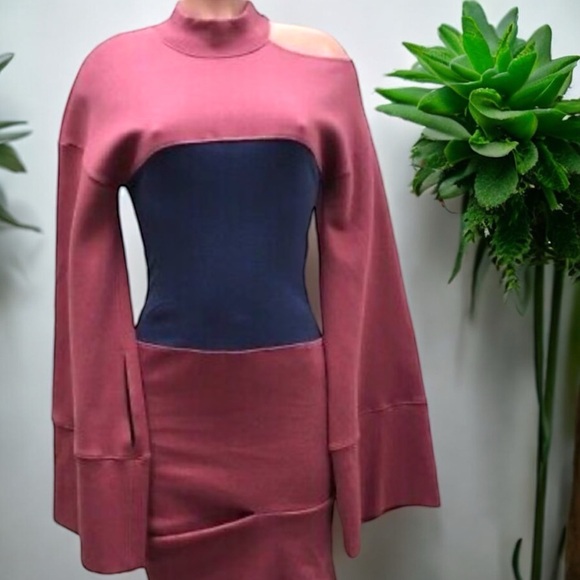 JIOH Colorblock Corset Split Joint Panelled Wide Sleeves Sweatshirt Dress - Picture 11 of 16